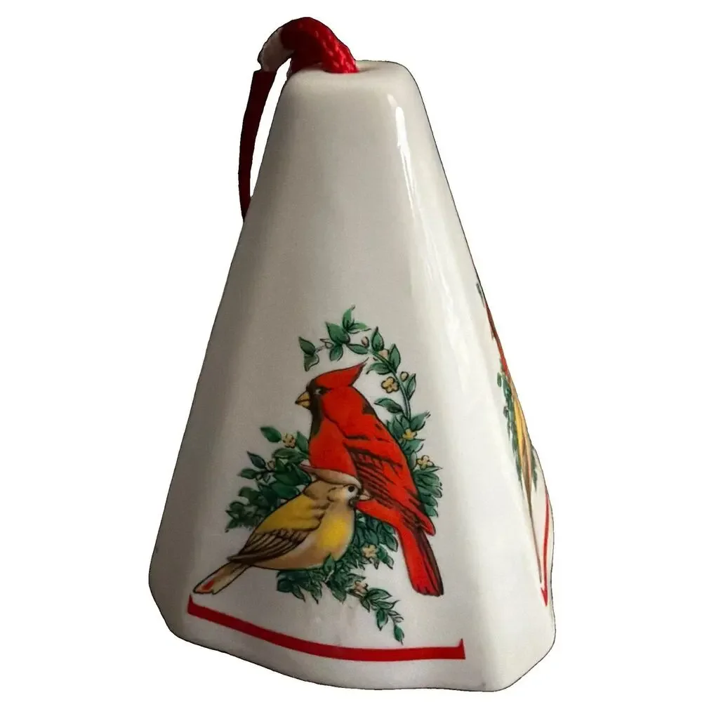 Vintage Ceramic Christmas Ornament Cardinal Birds Potpourri Fragrance Holder